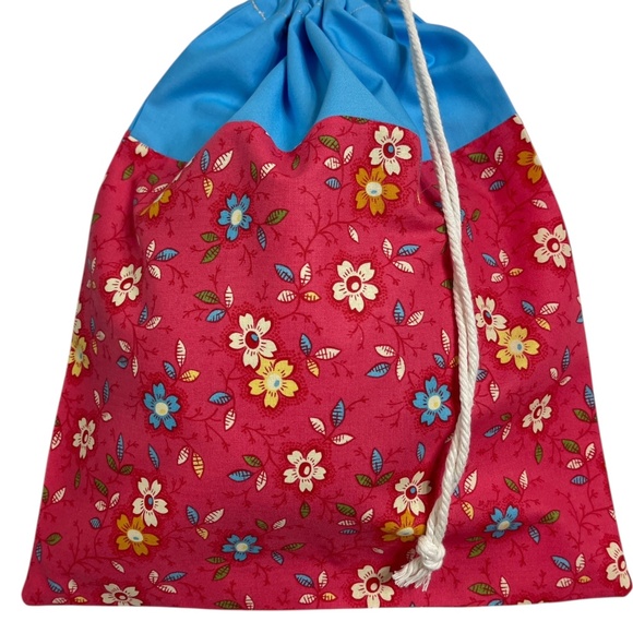 Red Floral Cotton Bread Bag, Reusable Sourdough Linen Bread Bag, Zero Waste Kitc - Picture 2 of 4